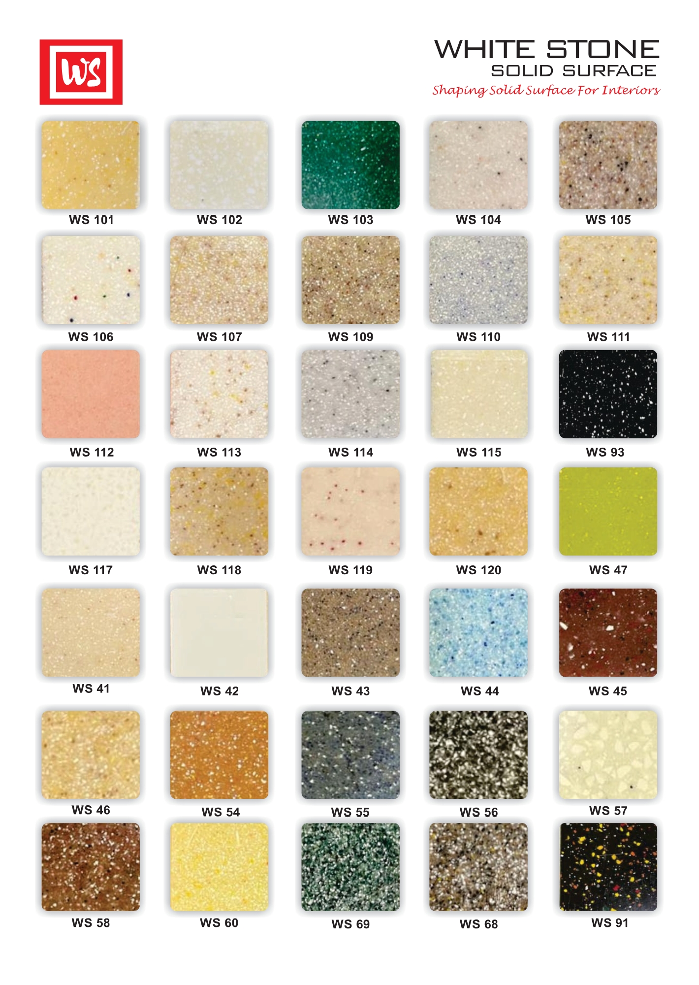 whitestone solid surface colours and shades